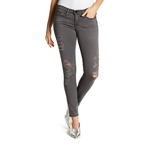 Frame Denim Jeans Frame Le Skinny De Jeanne Grey Shred Distressed